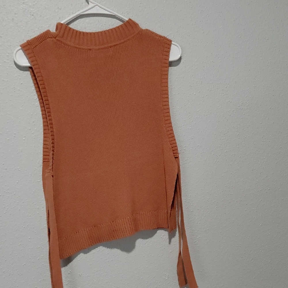 Women's Ribbed Knit Top - Rust - All Row - Picture 4 of 4